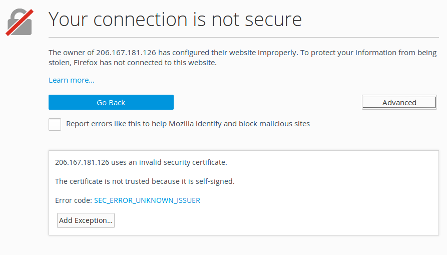 Firefox SSL Warning - Advanced