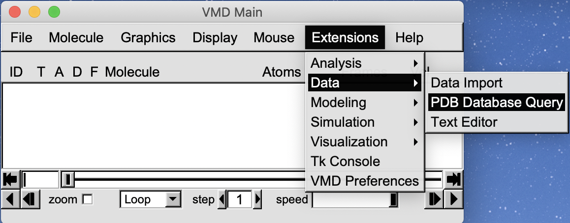VMD-Main > Extensions > Data > PDB Database Query